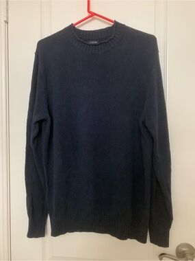 J.Crew Women’s Linen Cotton Crewneck Sweater Size Medium Navy Blue Knit